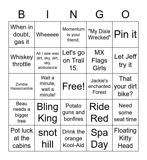 Dirty Friends Bingo Card