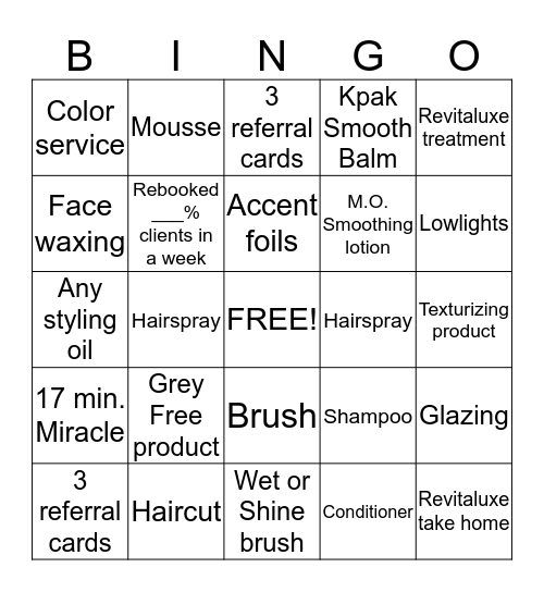 Add-on Service/Retail Bingo Card