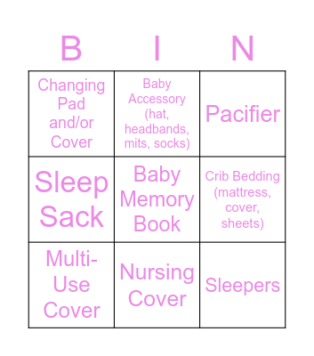 ROCHELLE'S BABY SHOWER Bingo Card