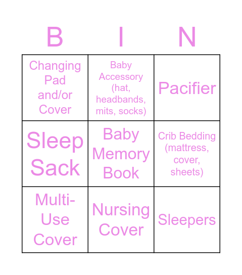 ROCHELLE'S BABY SHOWER Bingo Card