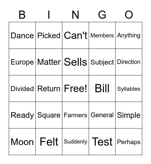 Sight words/fry words the sixth hundred Bingo Card