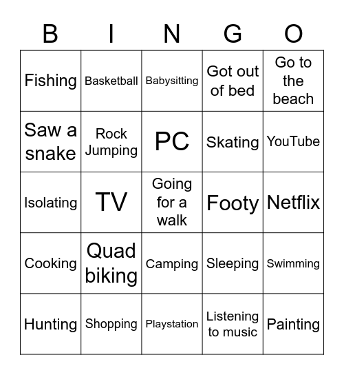 Holiday Bingo Card