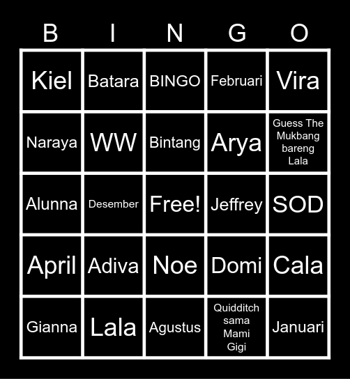 PIPINIE’s BINGO #EvoSpreadLove Bingo Card