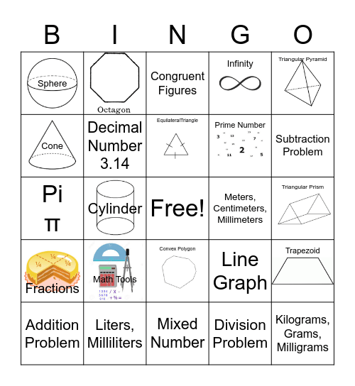 Math Scavenger Hunt Bingo Card