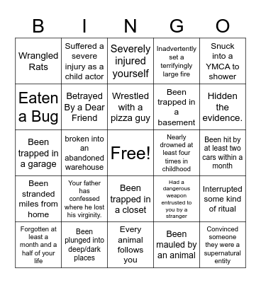 Your Life is Weird Bingo Card