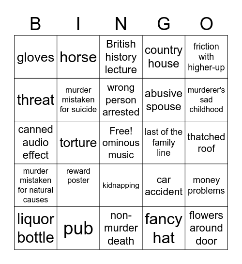 British Detective Bingo Card