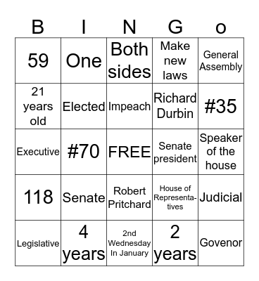 The Legislative Branch Bingo Card