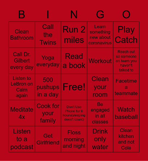 Bronco Boy Bingo Card