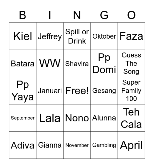Untitled Bingo Card