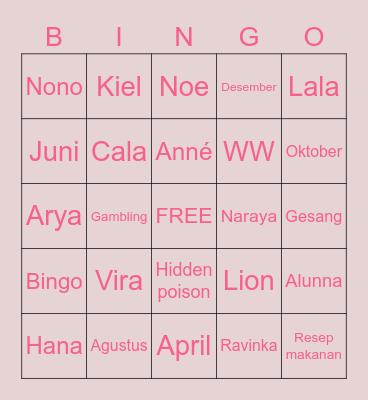 Evo Spread Love Bingo Card