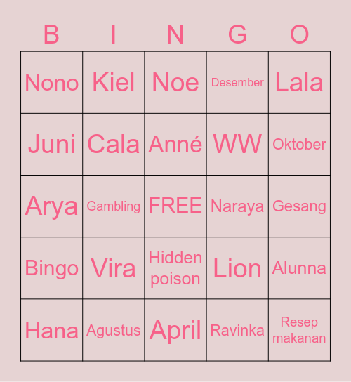 Evo Spread Love Bingo Card