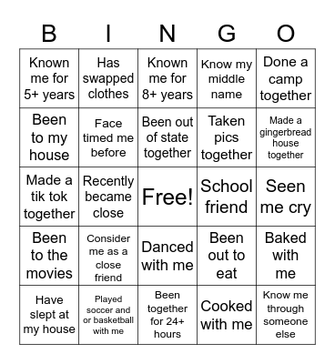Violets Bingo Card