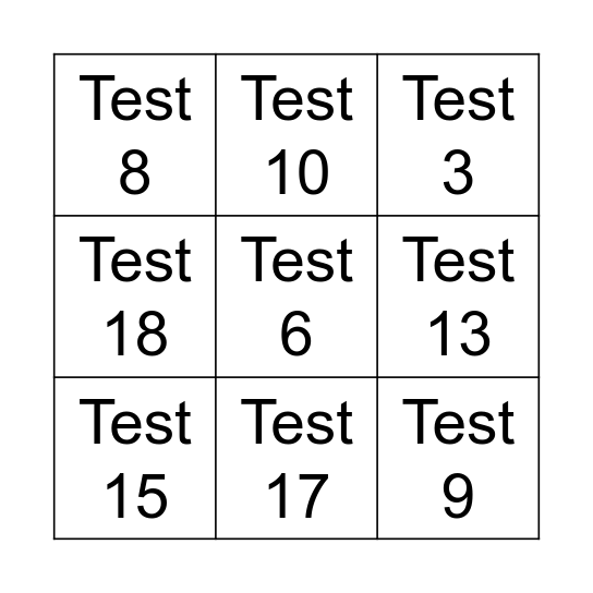 Test bingo Card