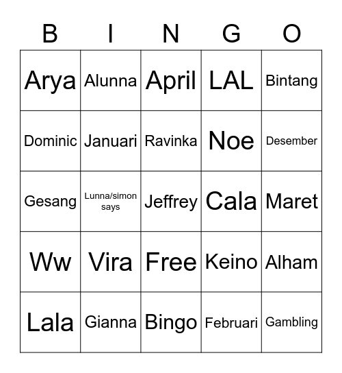 Vira Spread Love Bingo Card