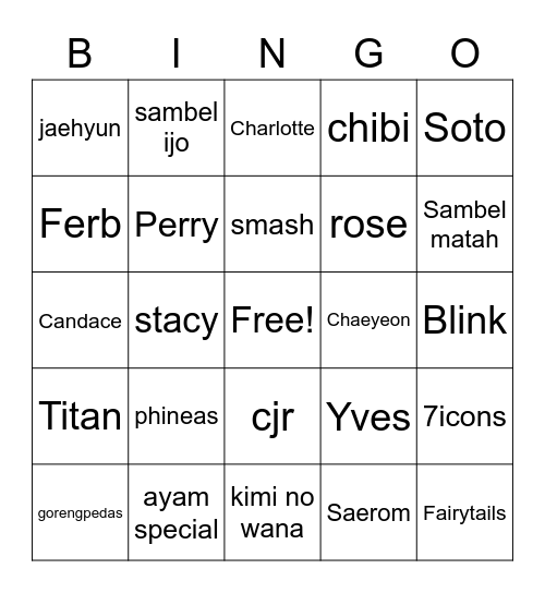 @jipeon Bingo Card