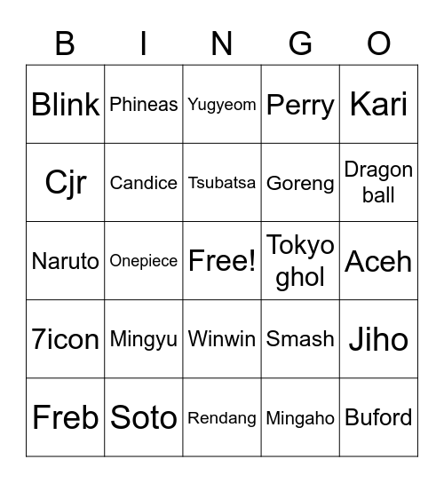 zryujiin Bingo Card