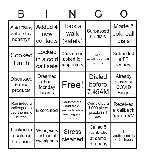 Uline Bingo Card