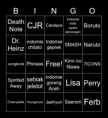 primeily Bingo Card