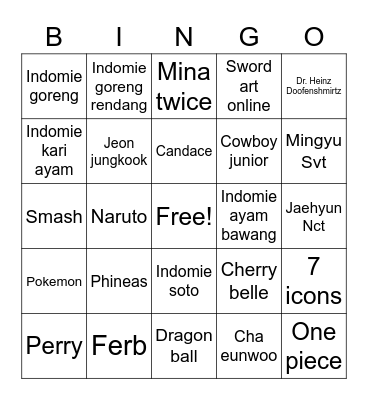 @uryerimie Bingo Card