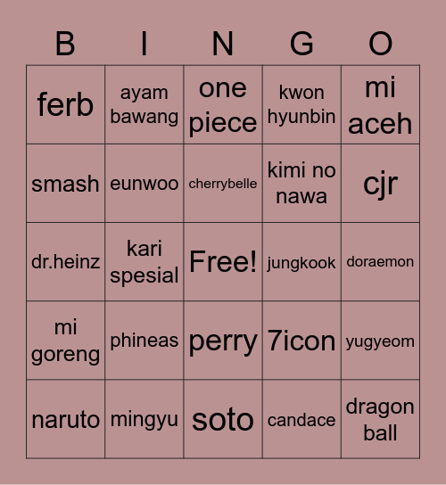@chaeyeonisme Bingo Card