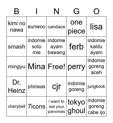 twciemina Bingo Card