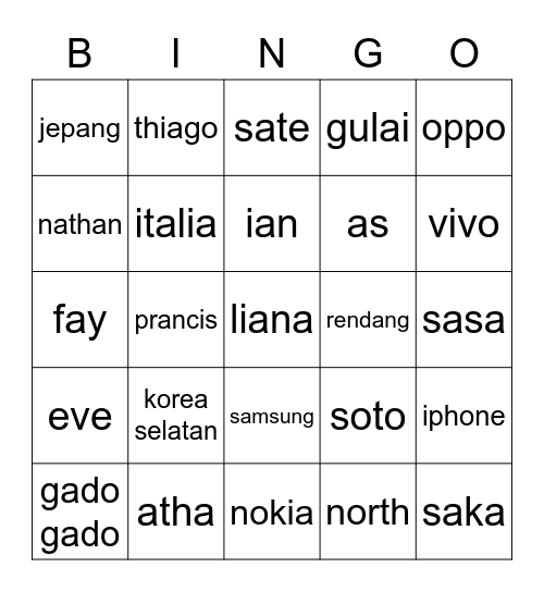 IAN Bingo Card