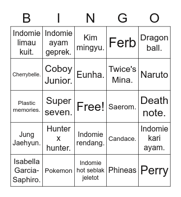 lestaeyong Bingo Card
