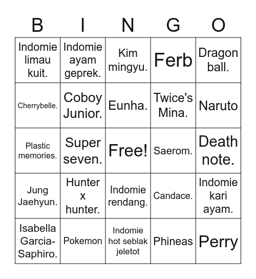 lestaeyong Bingo Card