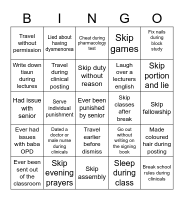 Slsom chat Bingo Card