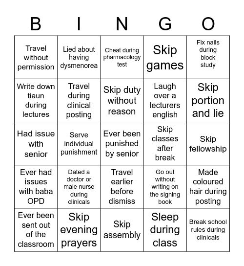 Slsom chat Bingo Card