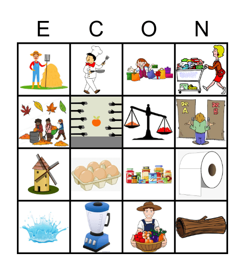 Economics Vocabulary Review Bingo Card