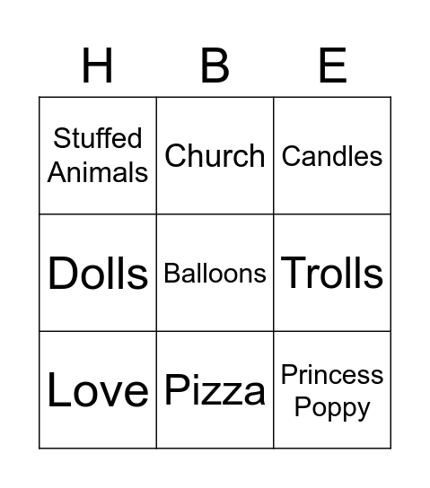 Birthday Bingo Card