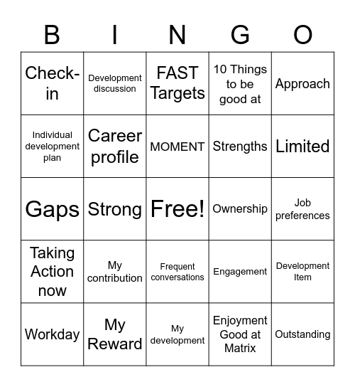 IT COULD BE YOUR MOMENT Bingo Card