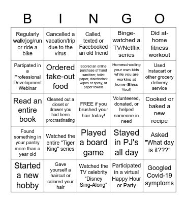 CTE "Quarantine Zoom Bingo" Bingo Card
