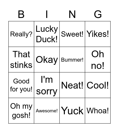 Comments Bingo Card