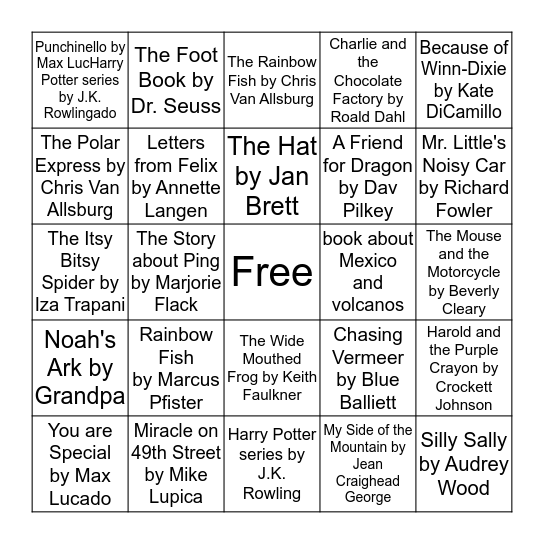 Get to Know Your Favorite Book from Childhood Bingo Card