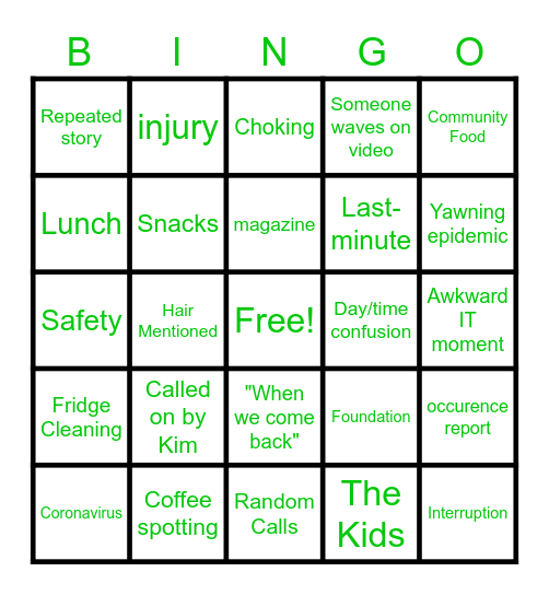 Workplace Bingo Card