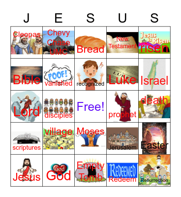 The Road to Emmaus Bingo Card