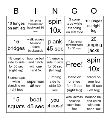 Physical Therapy Bingo! Bingo Card