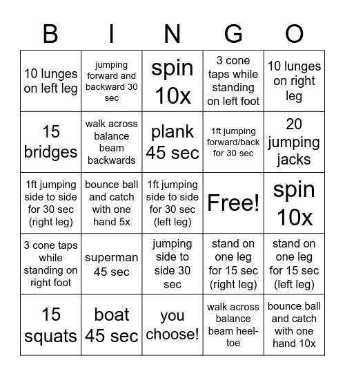 Physical Therapy Bingo! Bingo Card