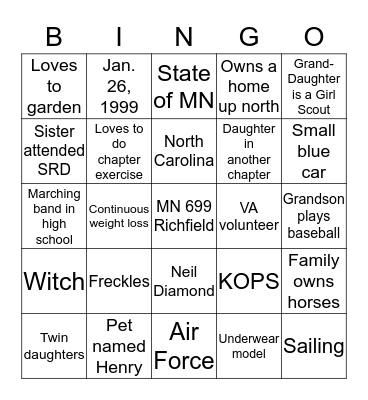 People Bingo Card