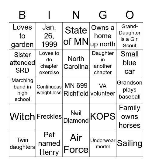 People Bingo Card