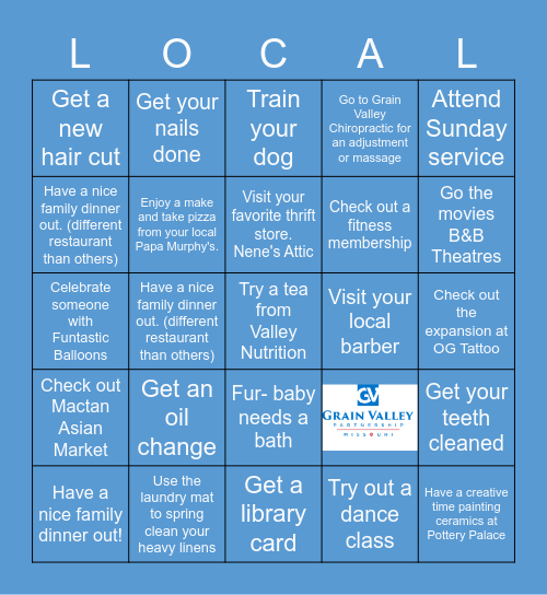 BUY LOCAL Bingo Card