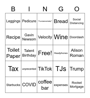 Corona Bingo Card