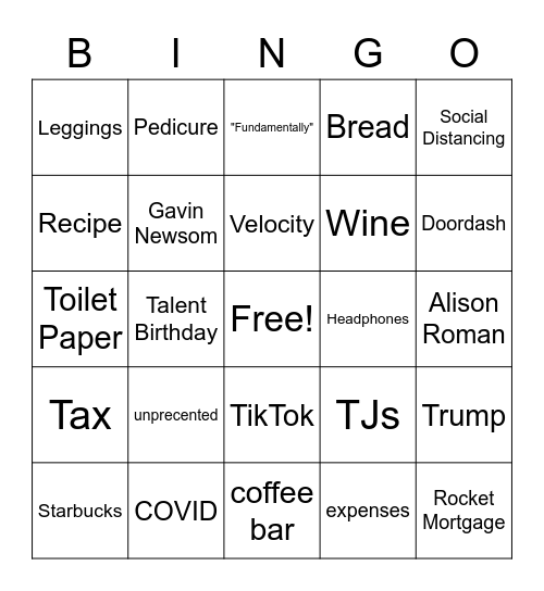 Corona Bingo Card