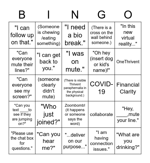 Winners Pay Attention Bingo Card