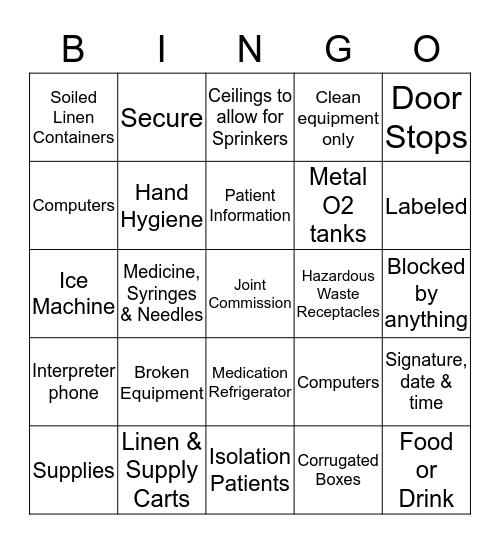 JOINT COMMISSION Bingo Card