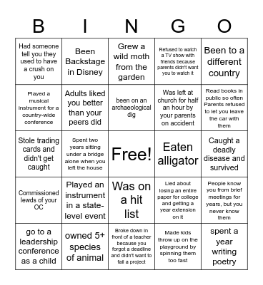 DD Bingo Card