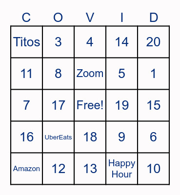 COVID BINGO Card