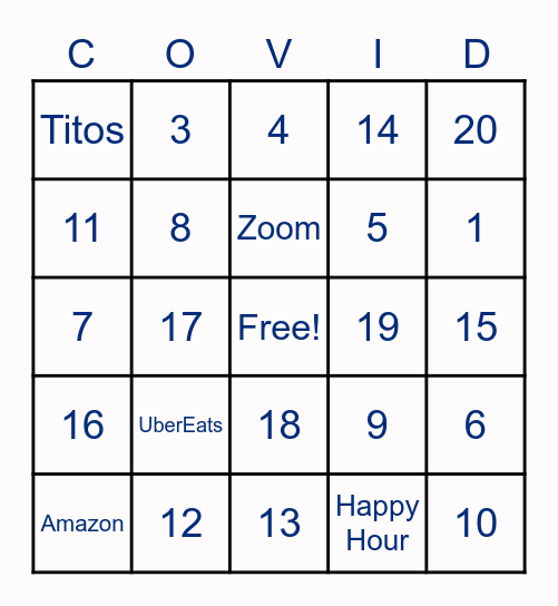 COVID BINGO Card